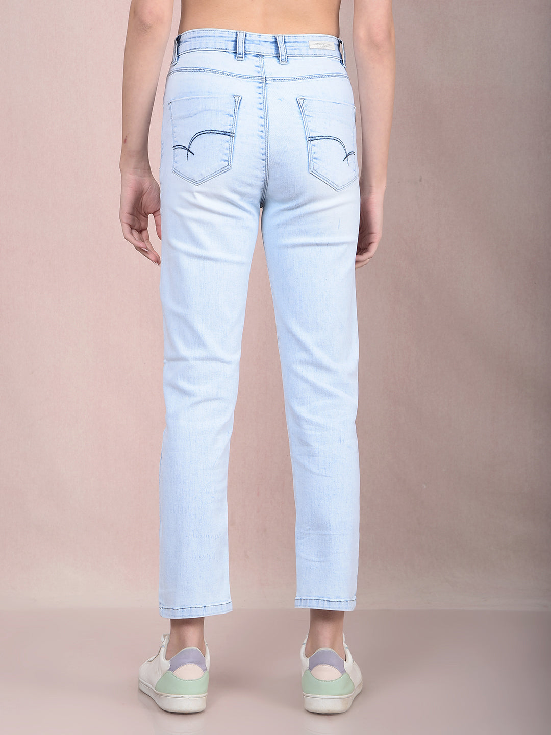 Blue Straight Jeans-Women Jeans-Crimsoune Club