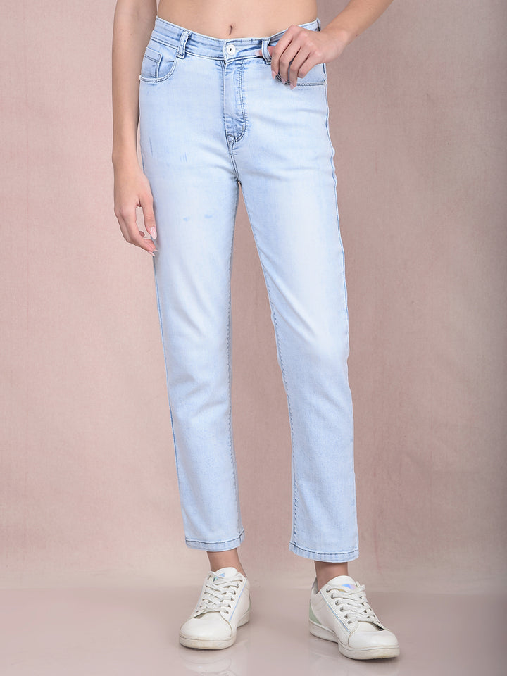 Blue Straight Jeans-Women Jeans-Crimsoune Club