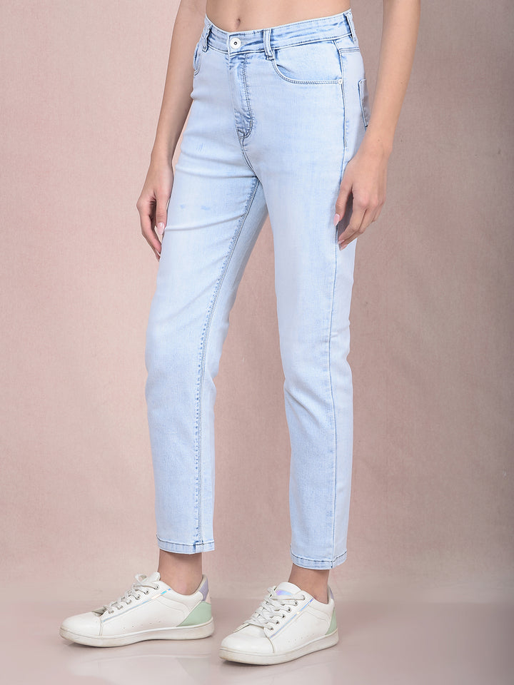 Blue Straight Jeans-Women Jeans-Crimsoune Club