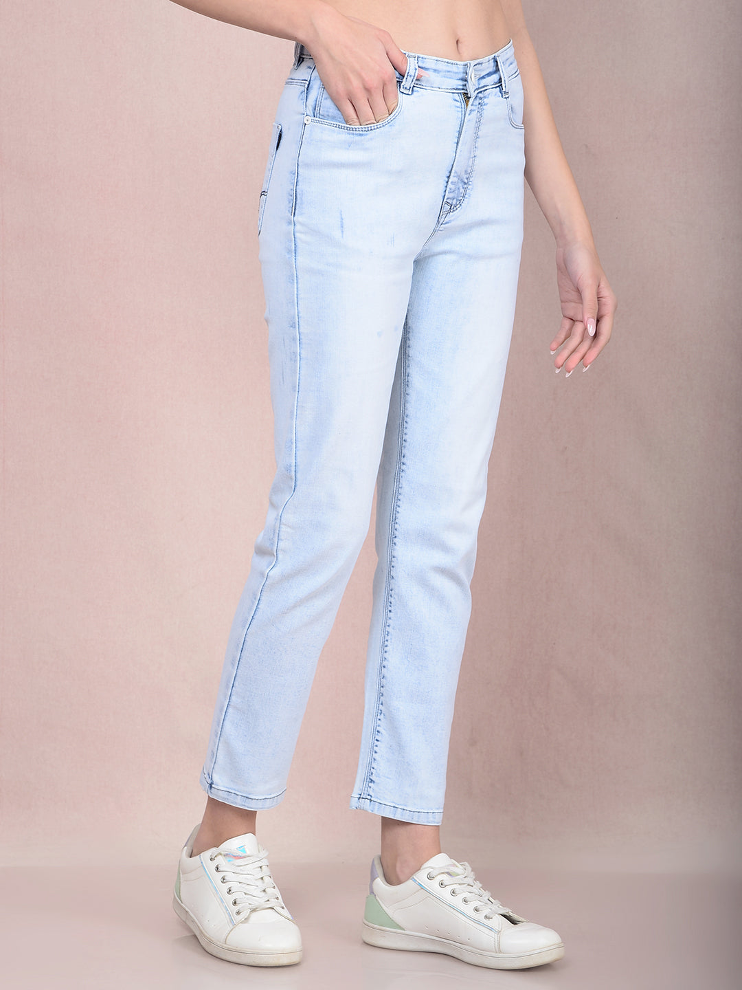Blue Straight Jeans-Women Jeans-Crimsoune Club