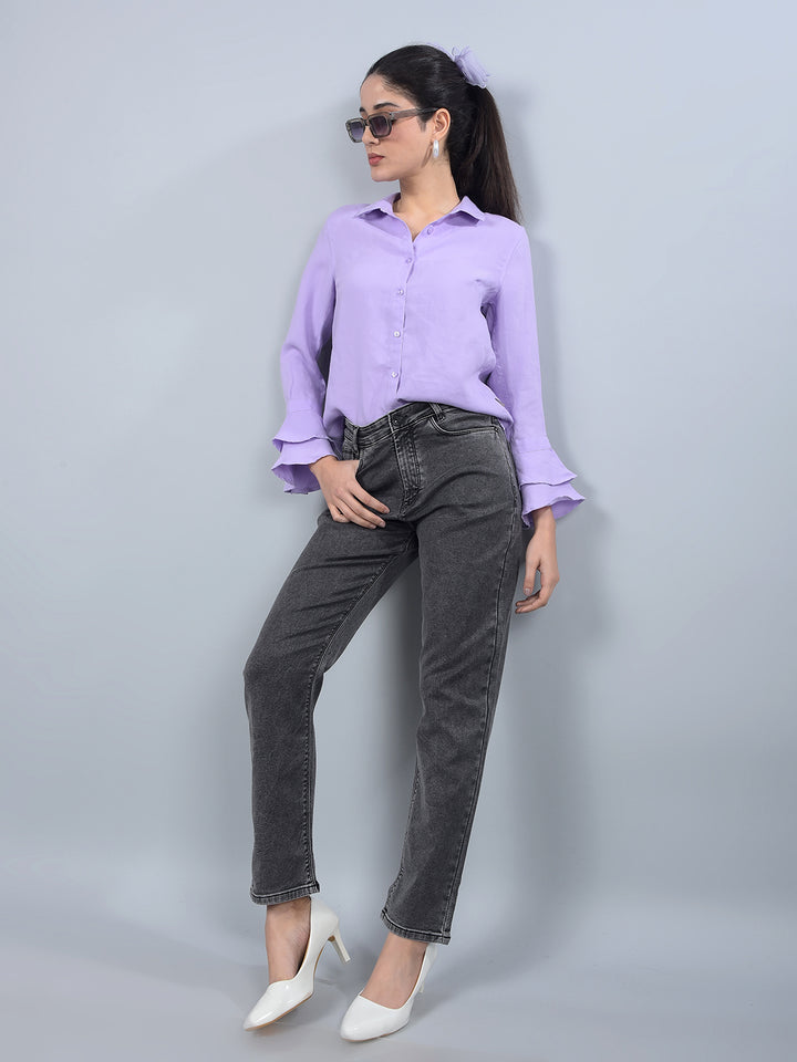 Grey Straight Jeans-Women Jeans-Crimsoune Club