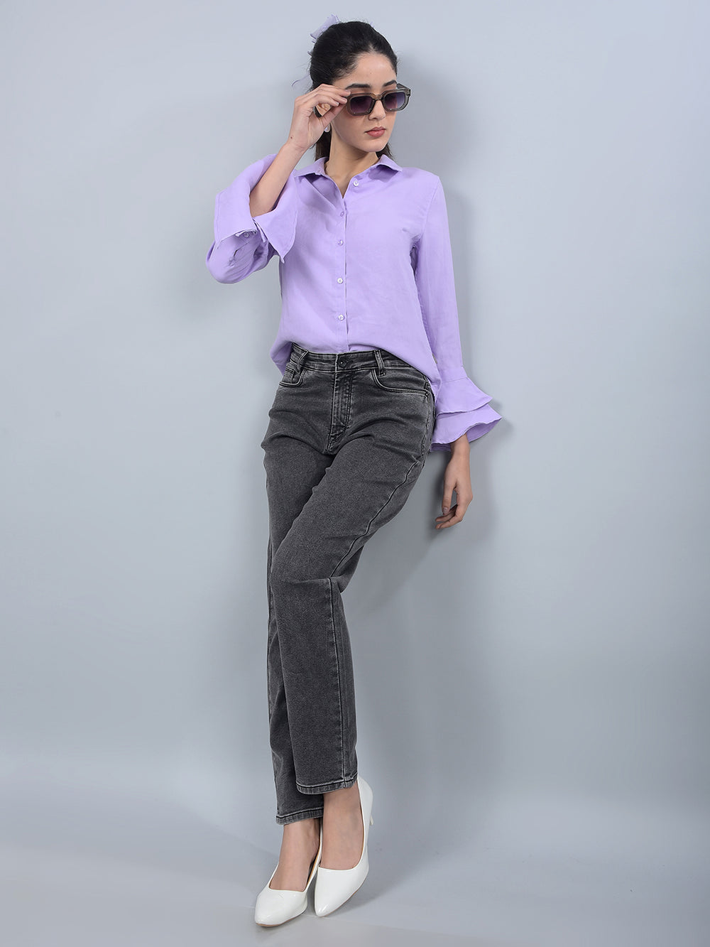 Grey Straight Jeans-Women Jeans-Crimsoune Club