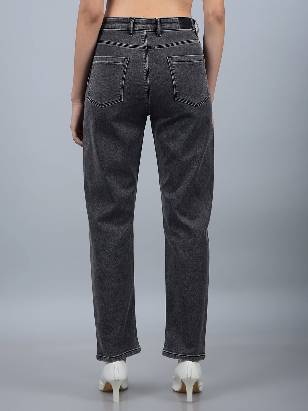Grey Straight Jeans-Women Jeans-Crimsoune Club