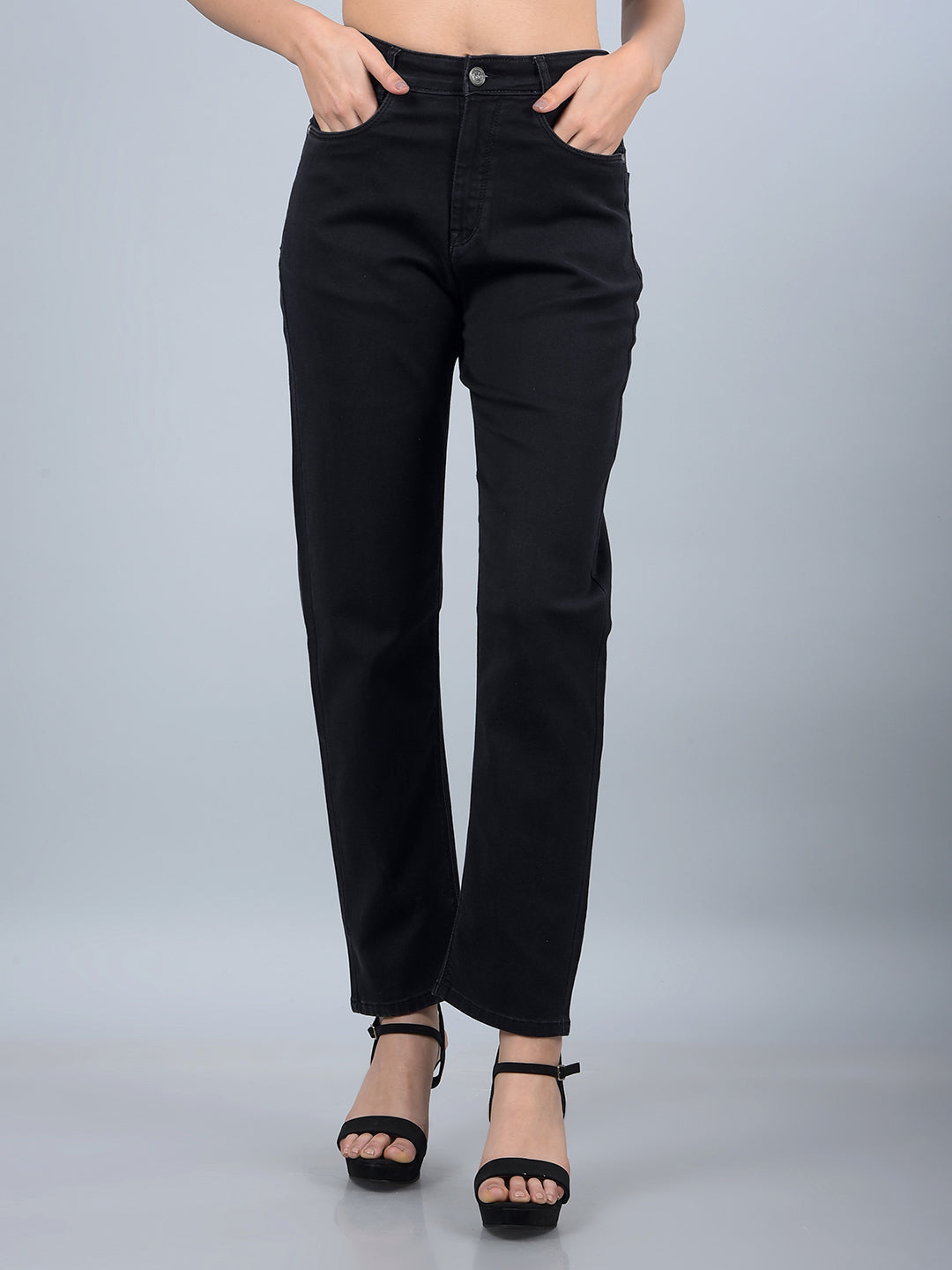 Grey Straight Jeans-Women Jeans-Crimsoune Club