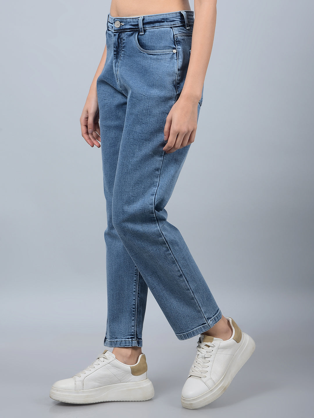 Blue Straight Jeans-Women Jeans-Crimsoune Club