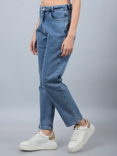 Blue Straight Jeans-Women Jeans-Crimsoune Club