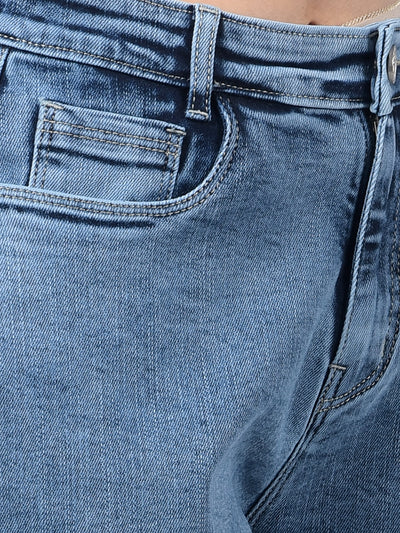 Blue Straight Jeans-Women Jeans-Crimsoune Club