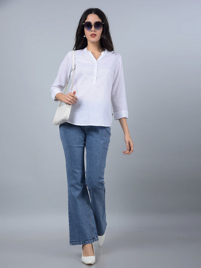 Blue Bootcut Jeans-Women Jeans-Crimsoune Club
