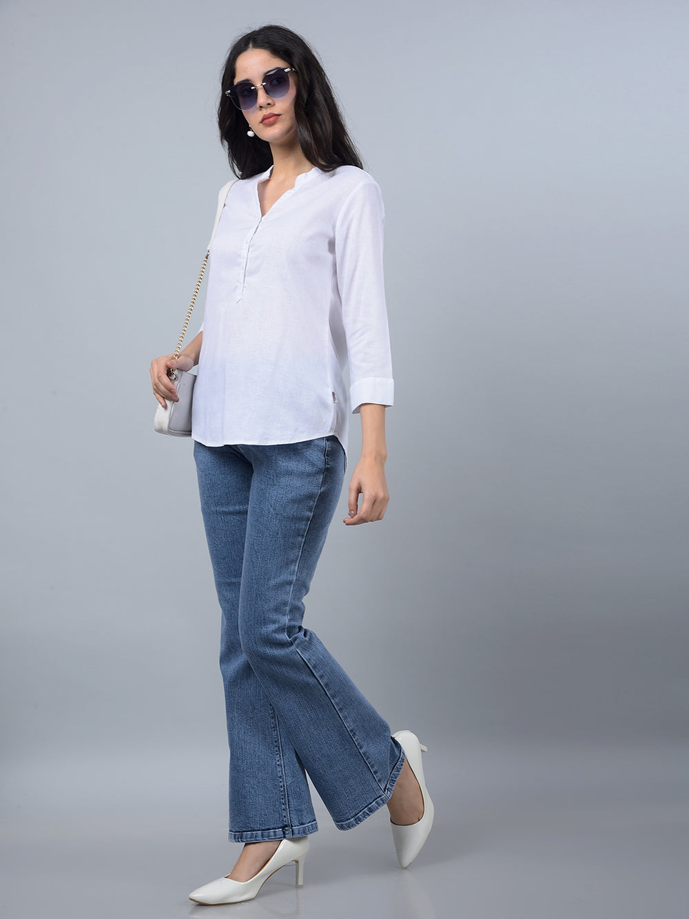 Blue Bootcut Jeans-Women Jeans-Crimsoune Club