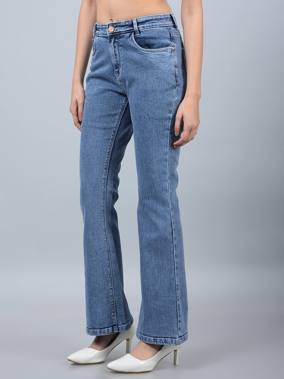Blue Bootcut Jeans-Women Jeans-Crimsoune Club