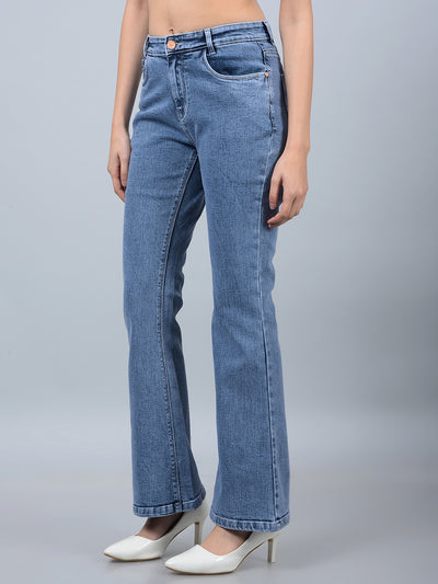 Blue Bootcut Jeans-Women Jeans-Crimsoune Club