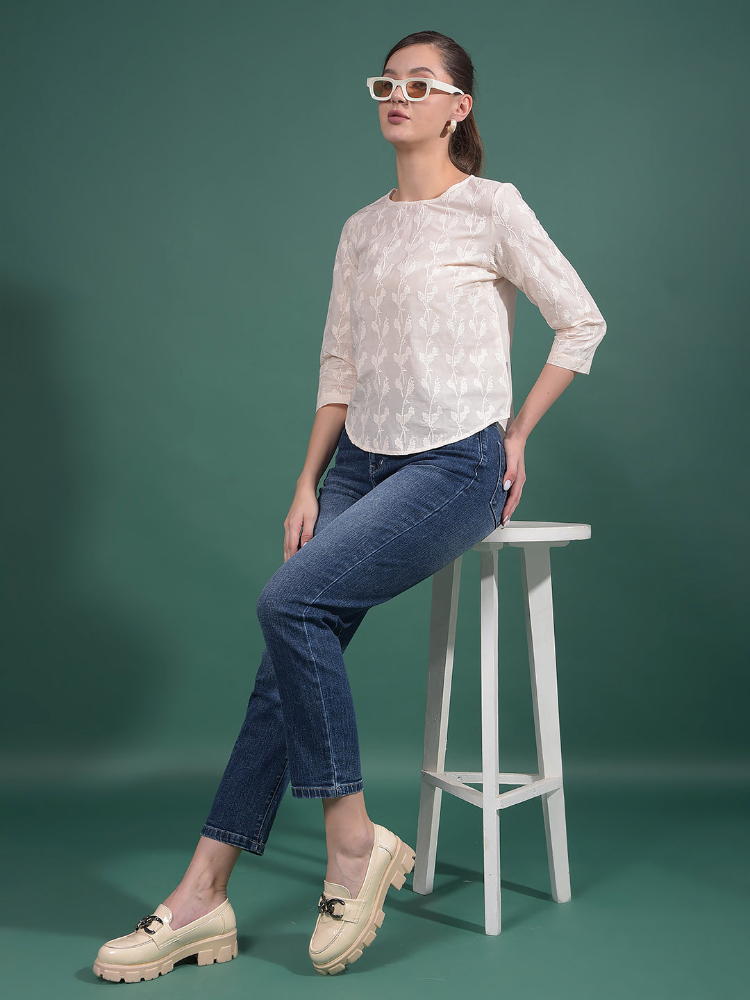 Blue Straight Jeans-Women Jeans-Crimsoune Club