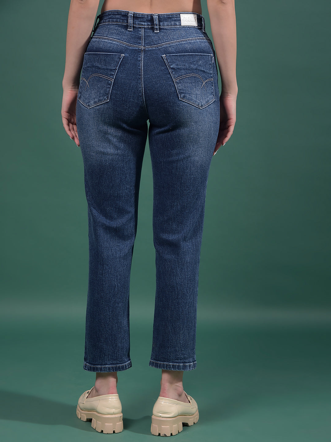 Blue Straight Jeans-Women Jeans-Crimsoune Club