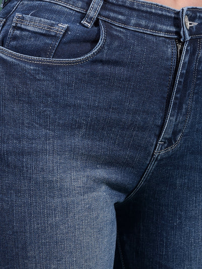 Blue Straight Jeans-Women Jeans-Crimsoune Club