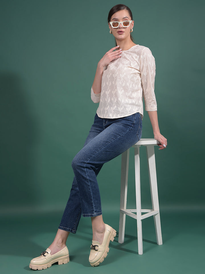 Blue Straight Jeans-Women Jeans-Crimsoune Club