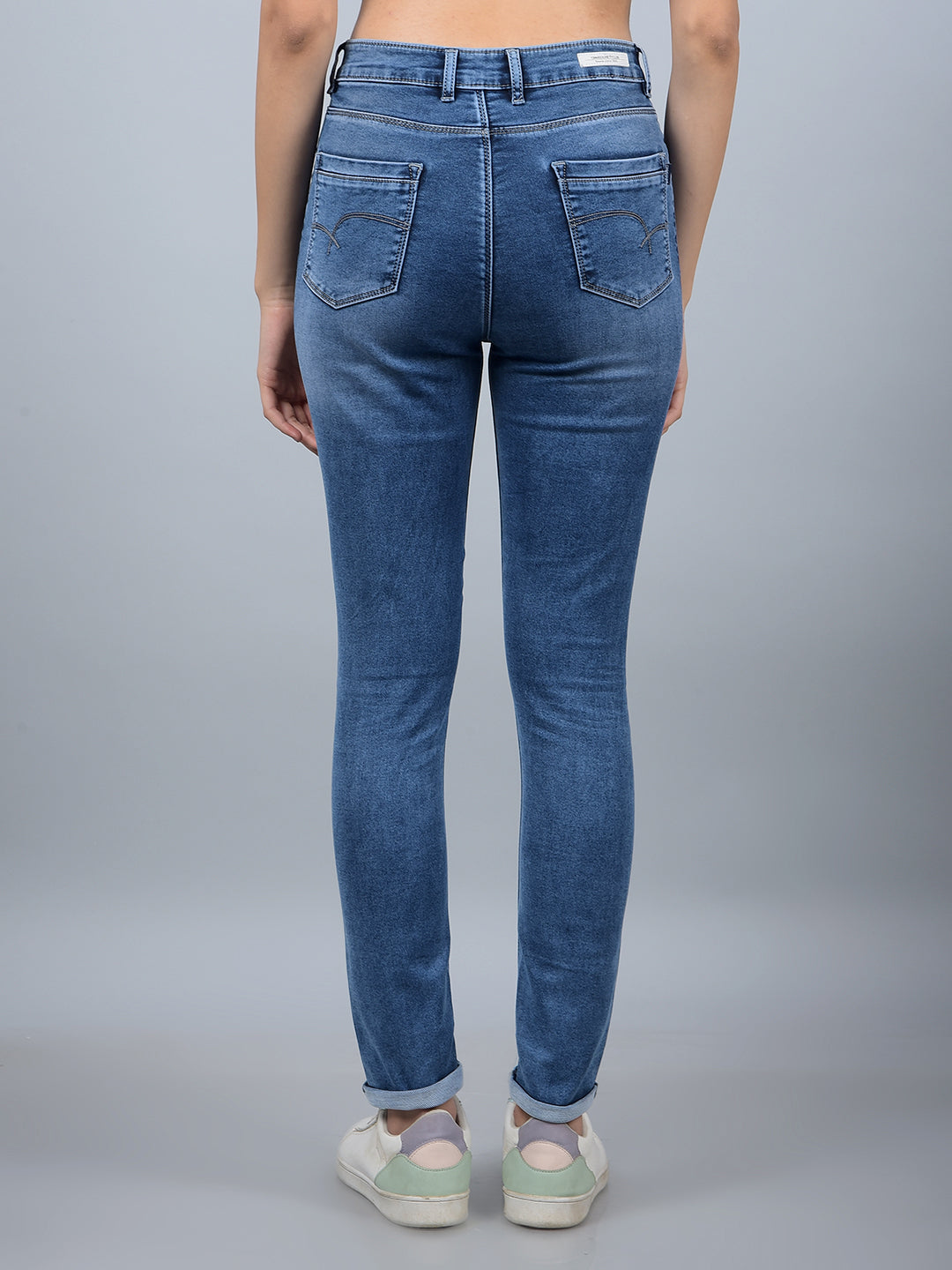 Blue Skinny High-Waist Jeans-Women Jeans-Crimsoune Club