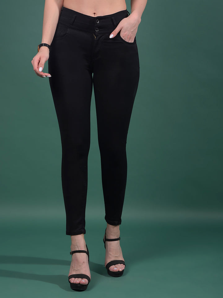 Black Skinny High-Waist Jeans-Women Jeans-Crimsoune Club