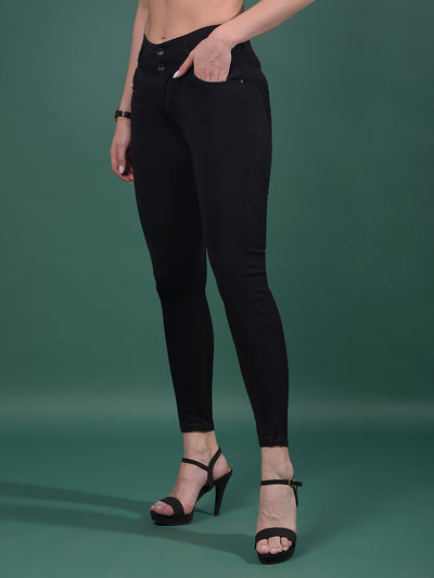 Black Skinny High-Waist Jeans-Women Jeans-Crimsoune Club