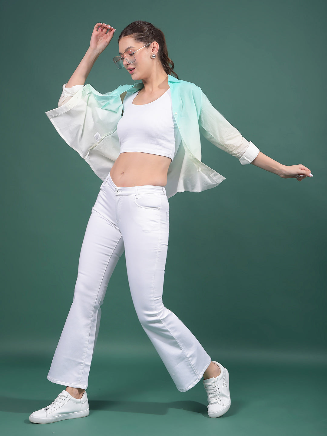 White Bootcut Jeans-Women Jeans-Crimsoune Club