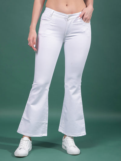 White Bootcut Jeans-Women Jeans-Crimsoune Club