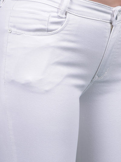 White Bootcut Jeans-Women Jeans-Crimsoune Club