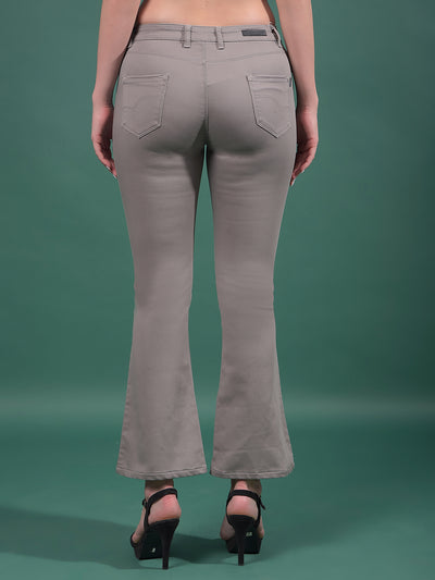 Grey Bootcut Jeans-Women Jeans-Crimsoune Club