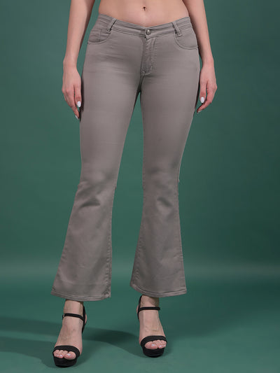 Grey Bootcut Jeans-Women Jeans-Crimsoune Club