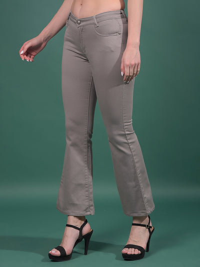 Grey Bootcut Jeans-Women Jeans-Crimsoune Club