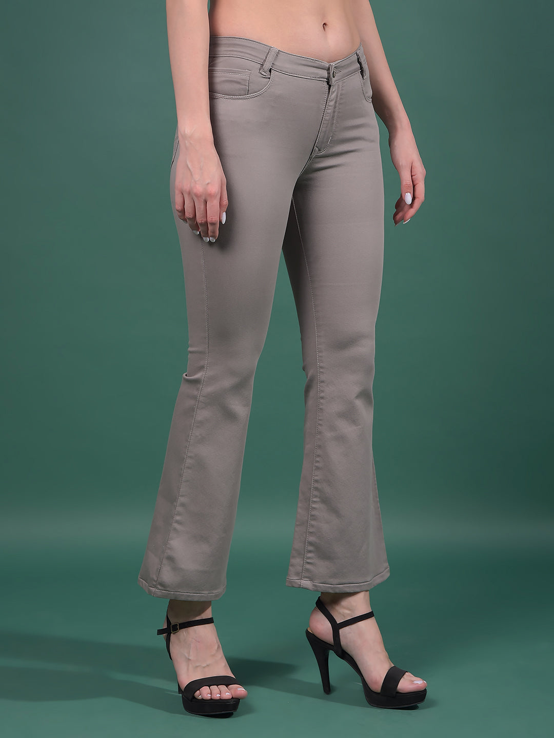 Grey Bootcut Jeans-Women Jeans-Crimsoune Club