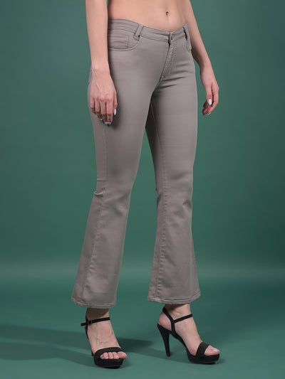 Grey Bootcut Jeans-Women Jeans-Crimsoune Club