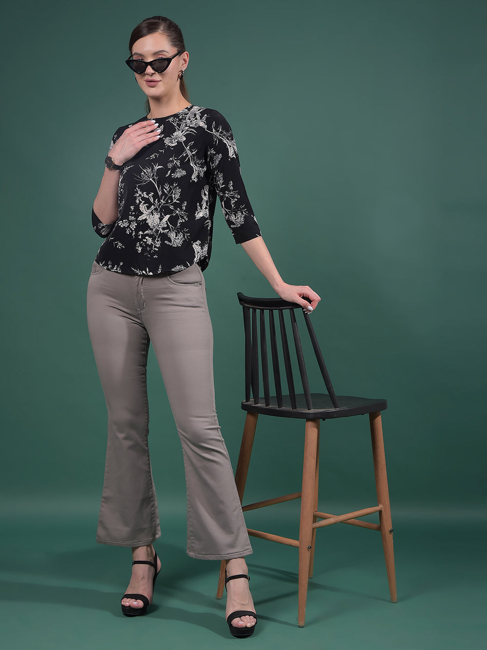 Grey Bootcut Jeans-Women Jeans-Crimsoune Club