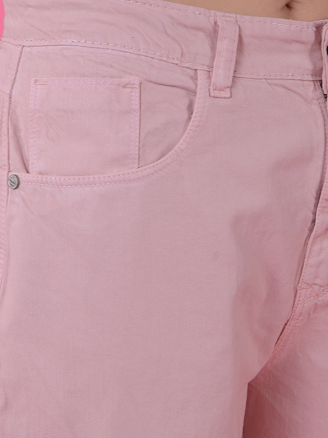 Playful Peach Cotton Cargo Baggy Jeans-Women Jeans-Crimsoune Club