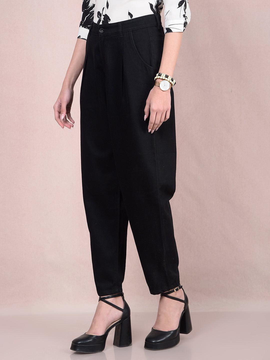 Black Baggy Jeans-Women Jeans-Crimsoune Club