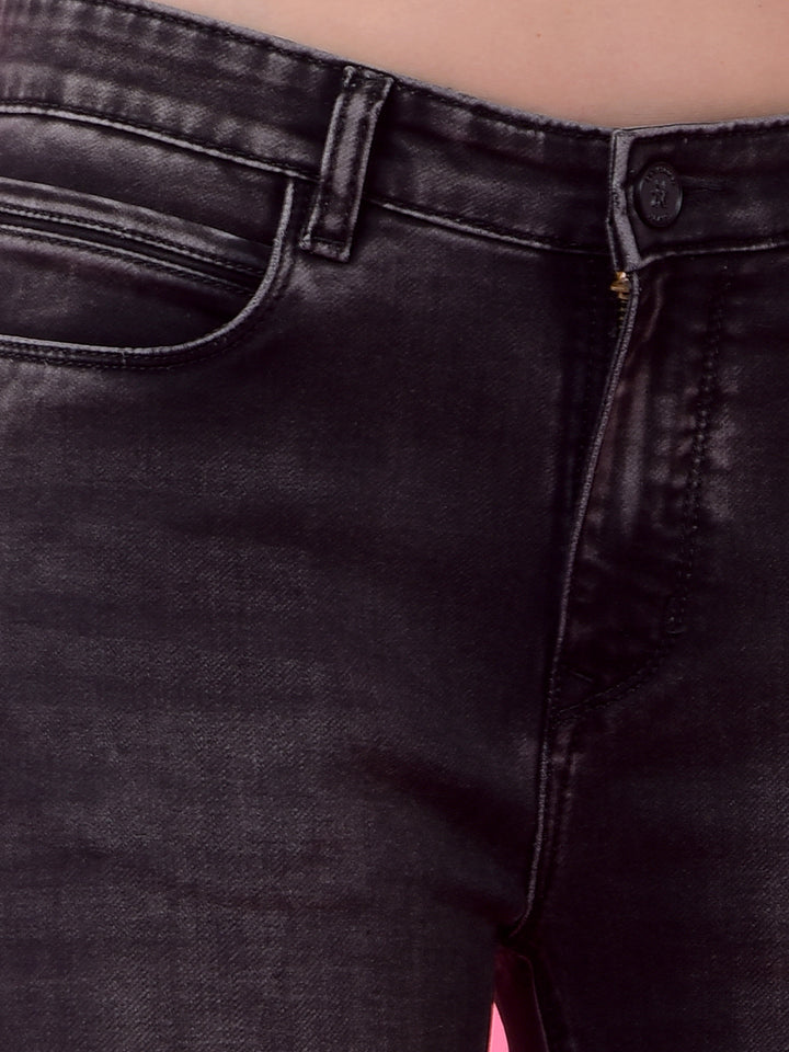 Effortless Black Flared Bootcut Denim Jeans-Women Jeans-Crimsoune Club