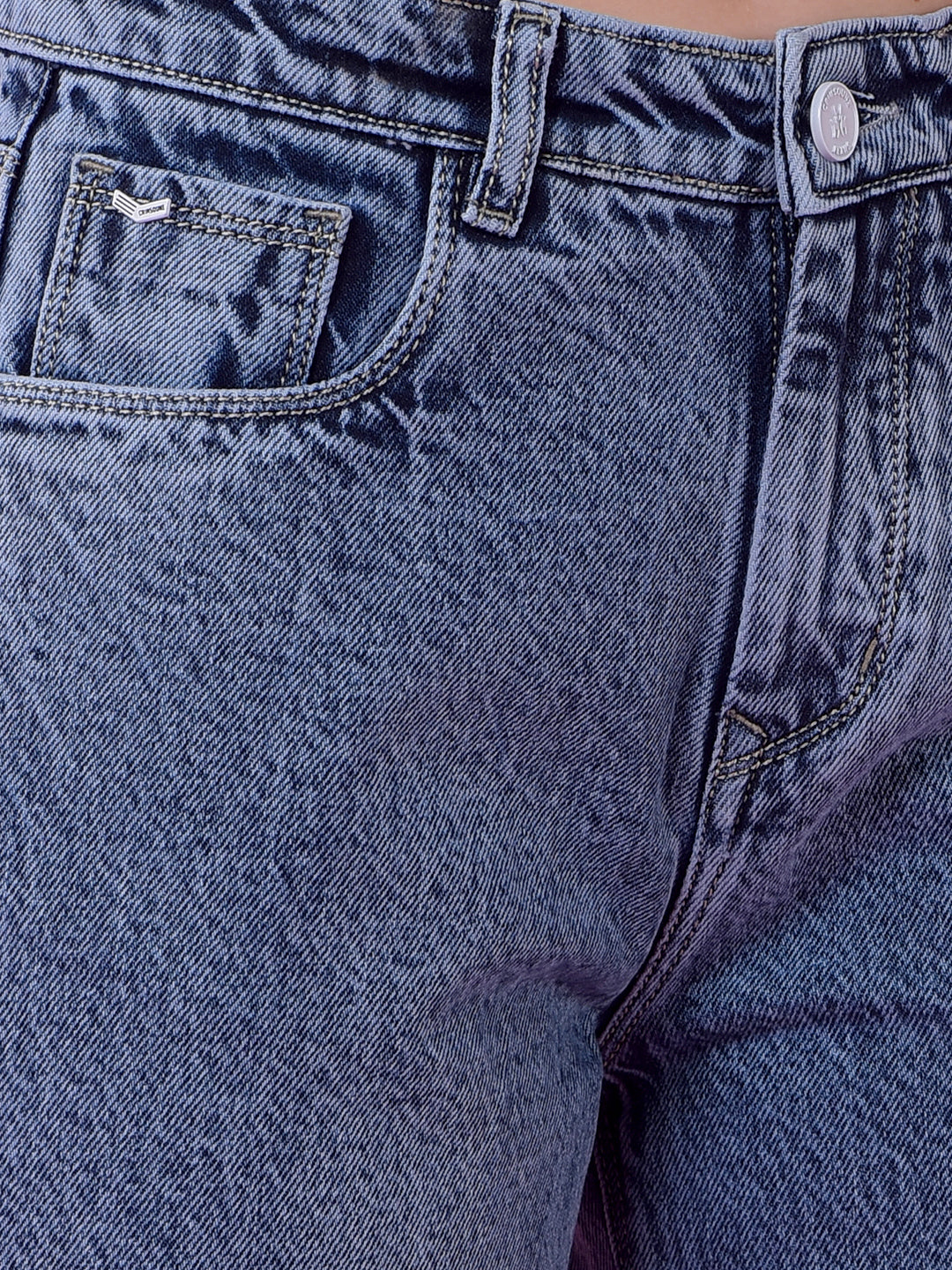 Breezy Blue Wide-Leg Cotton Jeans-Women Jeans-Crimsoune Club