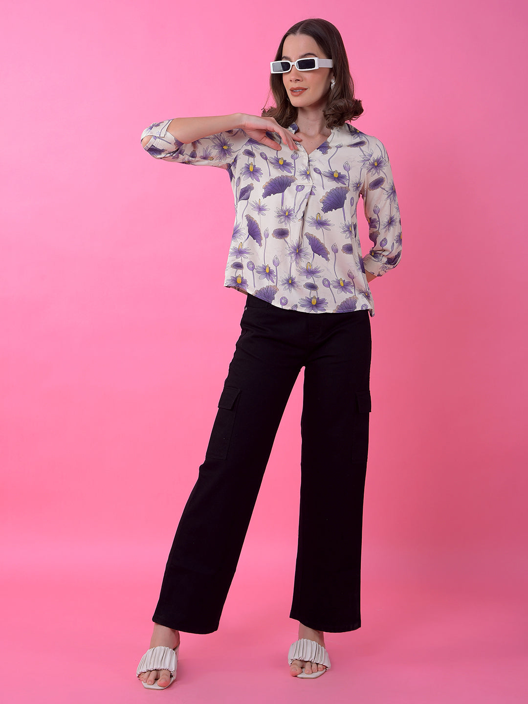 Edgy Black Wide-Leg Cargo Jeans-Women Jeans-Crimsoune Club