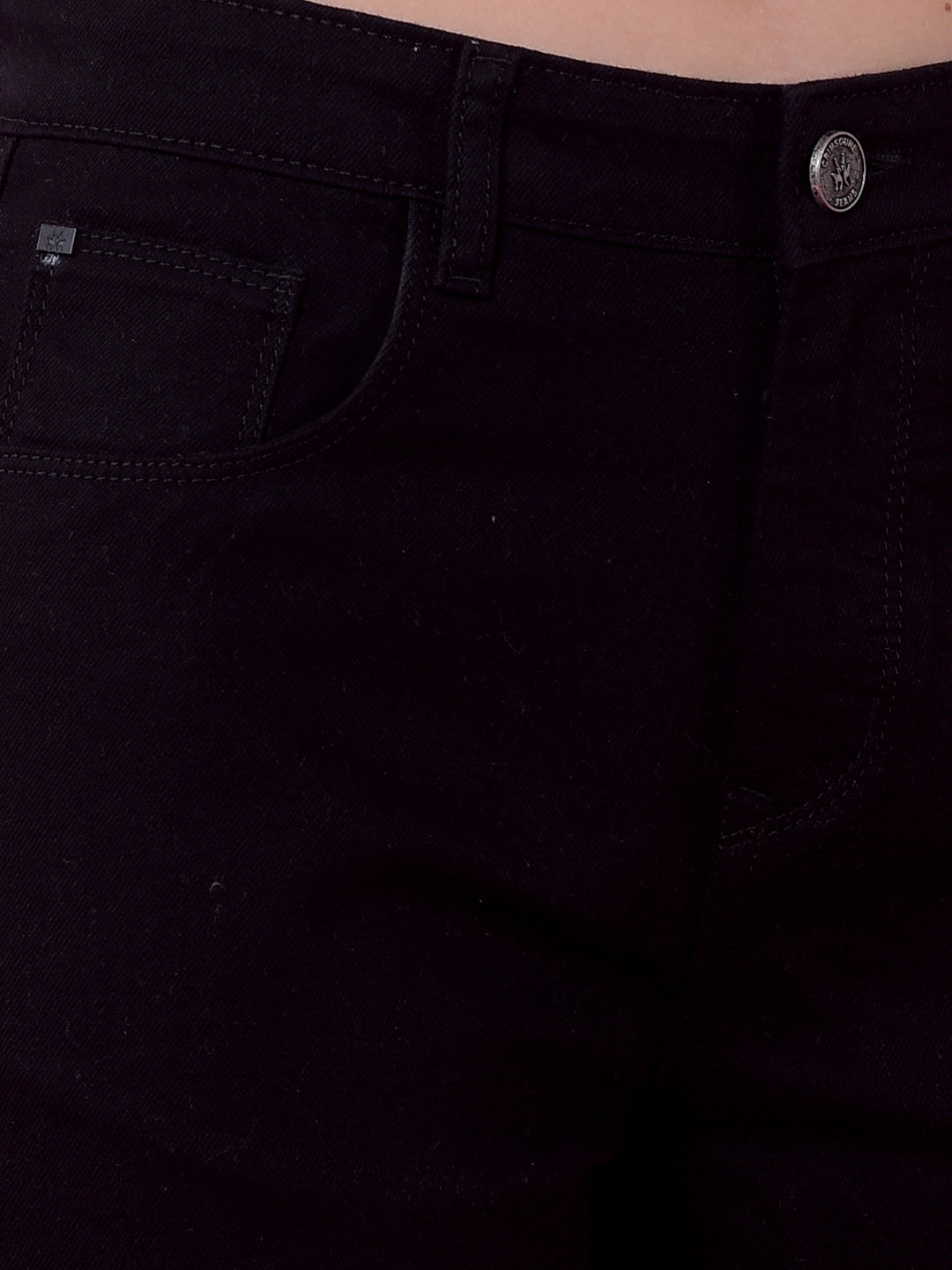 Edgy Black Wide-Leg Cargo Jeans-Women Jeans-Crimsoune Club