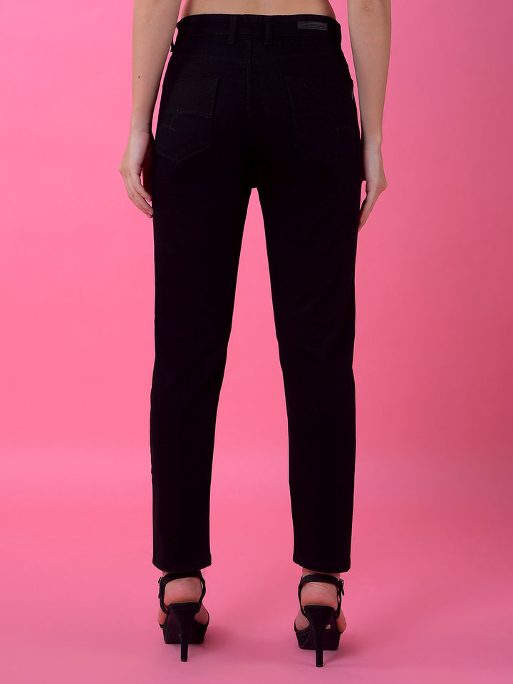 Classic Black Straight Leg Denim Jeans-Women Jeans-Crimsoune Club