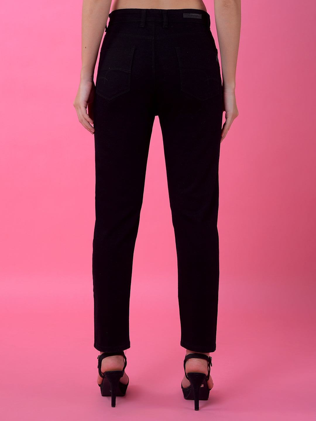 Classic Black Straight Leg Denim Jeans-Women Jeans-Crimsoune Club