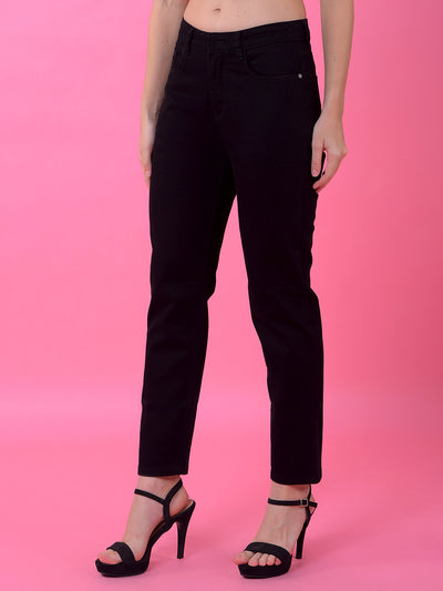 Classic Black Straight Leg Denim Jeans-Women Jeans-Crimsoune Club
