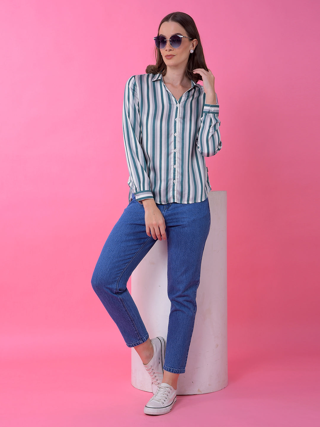 Blue Relaxed Mom Fit Denim Jeans-Women Jeans-Crimsoune Club