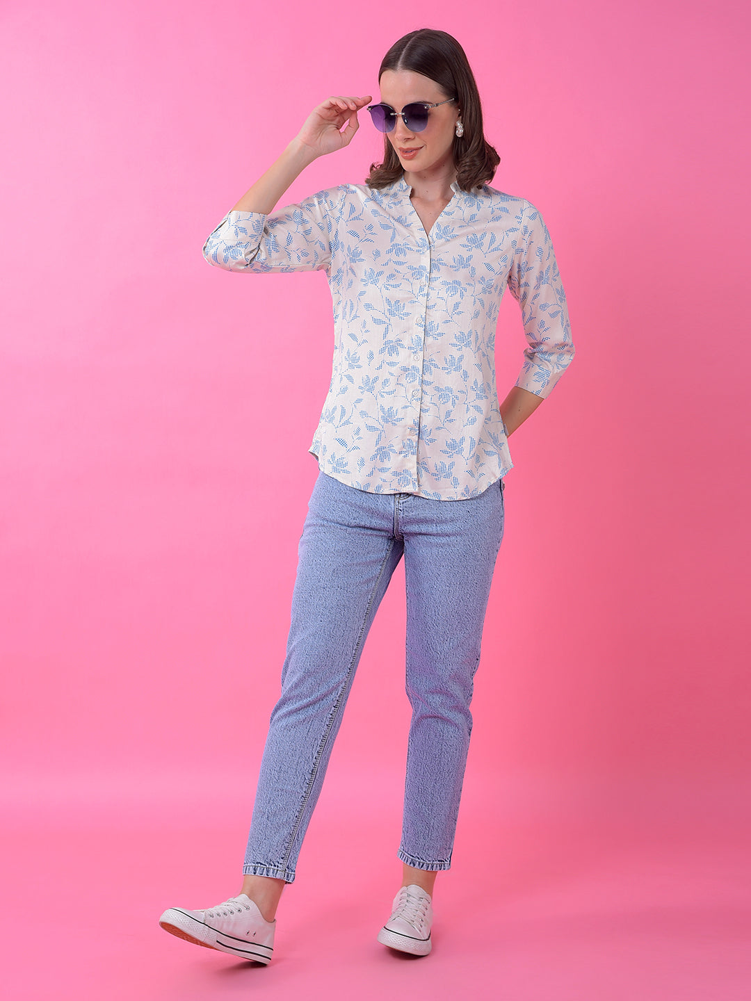 Blue Relaxed Mom Fit Denim Jeans-Women Jeans-Crimsoune Club