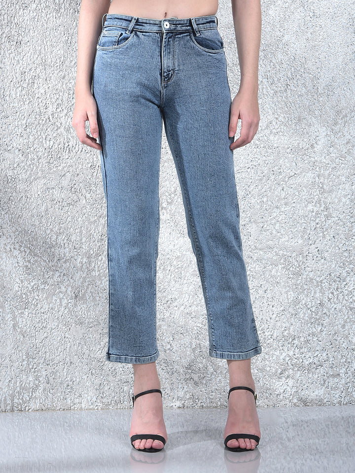 Icewash Vintage Straight Jeans-Women Jeans-Crimsoune Club