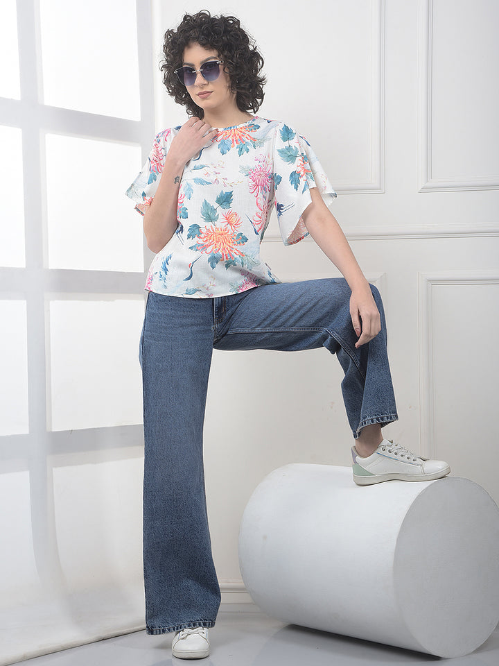 Effortless Blue Wide-Leg Jeans-Women Jeans-Crimsoune Club