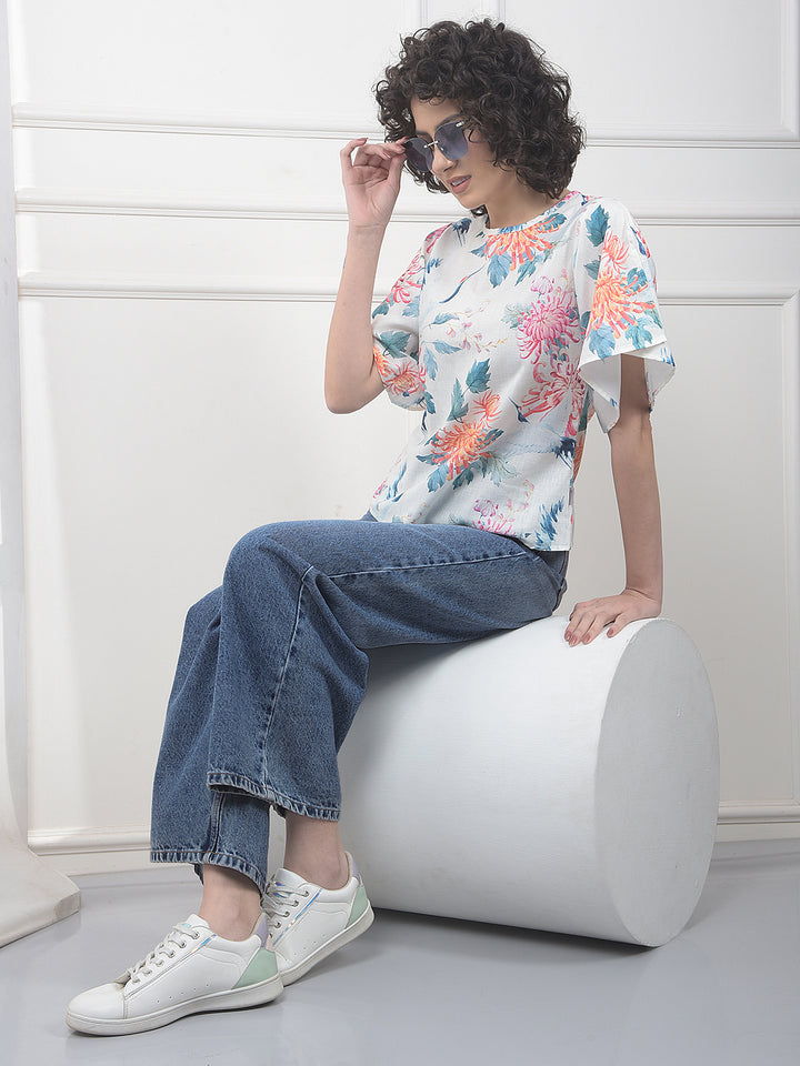Effortless Blue Wide-Leg Jeans-Women Jeans-Crimsoune Club