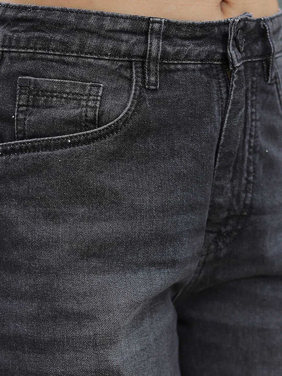Grey Linen Wide-Leg Jeans-Women Jeans-Crimsoune Club