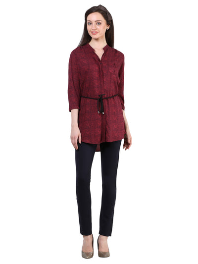 Maroon Checked Shirt-Women Shirts-Crimsoune Club