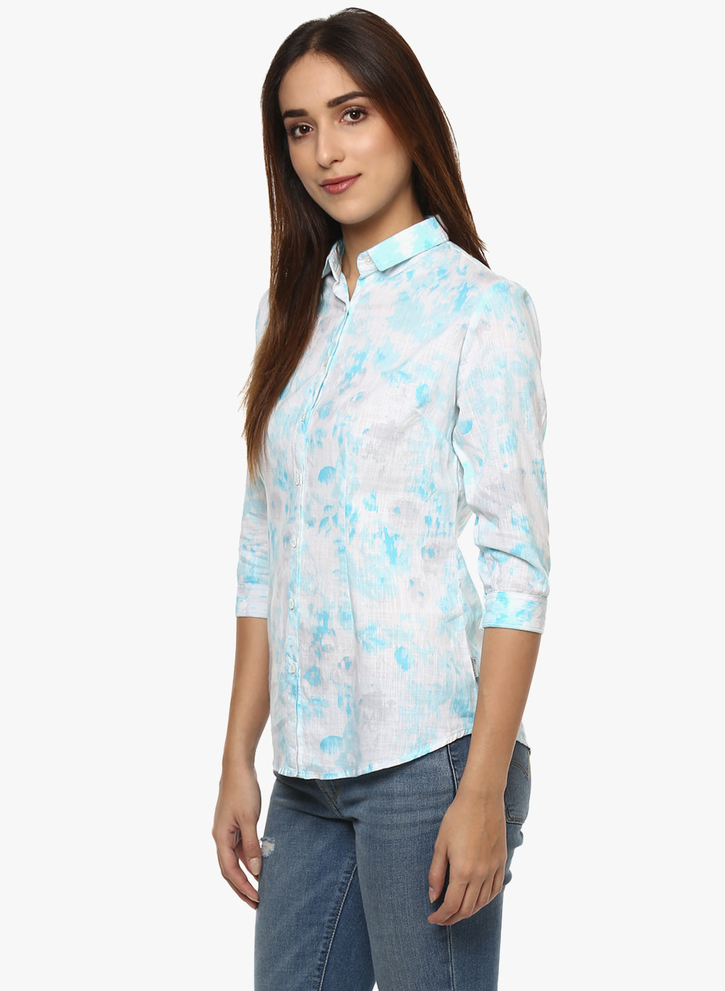 White Printed Shirt-Women Shirts-Crimsoune Club