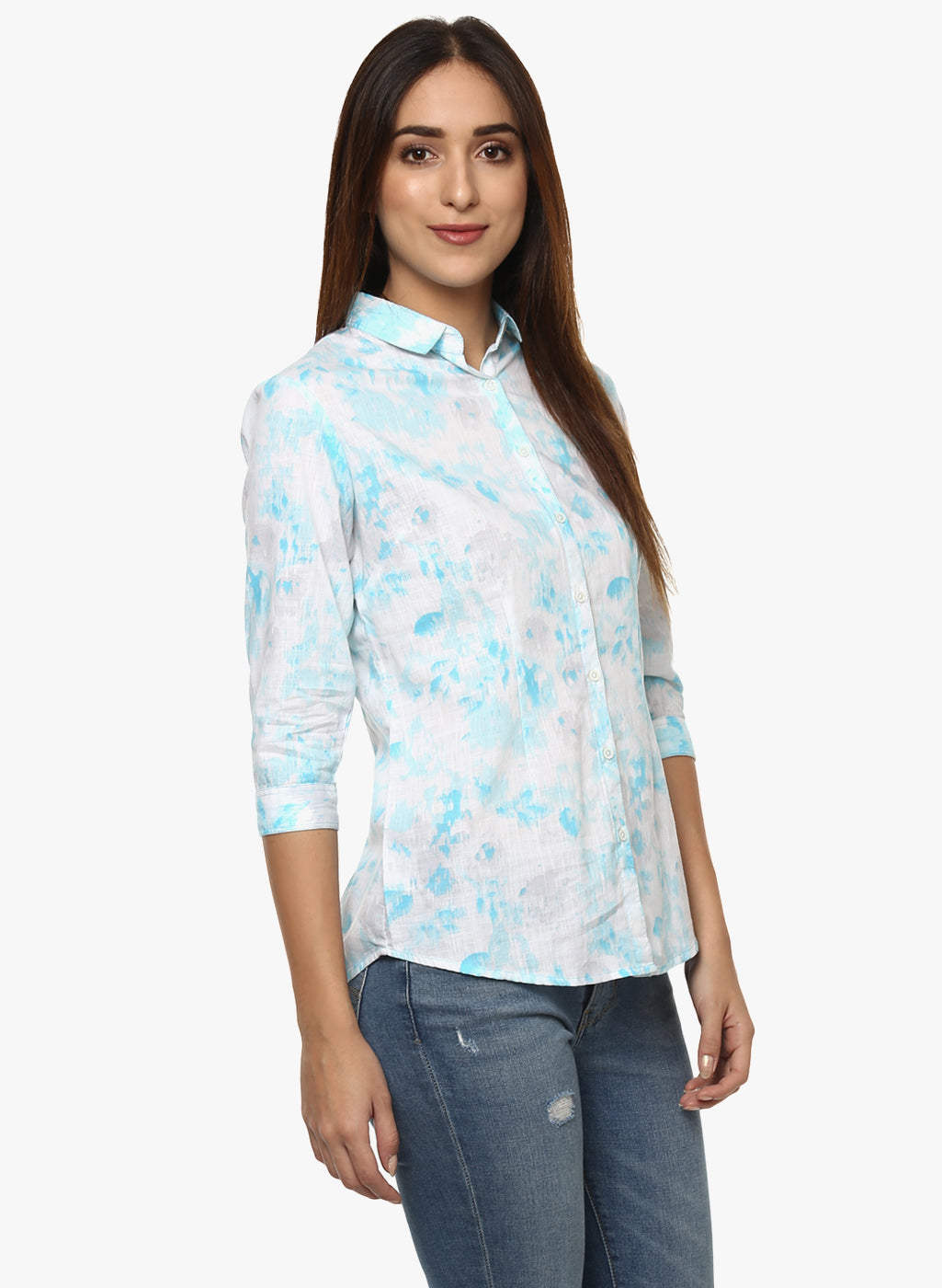 White Printed Shirt-Women Shirts-Crimsoune Club