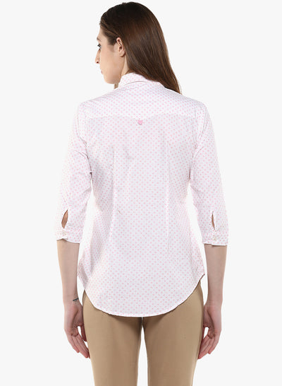 White Polka Dots Printed Shirt-Women Shirts-Crimsoune Club